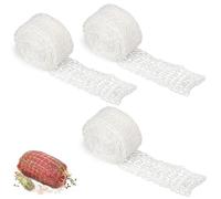 GOEDCH 3 Rolls Ham Net White: 3.0 m Roll Roast Net Cotton Thread, 16 Hole Elastic Rolled Roast Net, Meat Net Baking Accessories for Storage, Hanging, Baking, Cooking, Ham, Meat Sausage