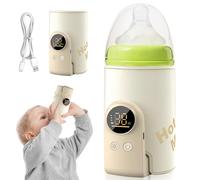 GOEDCH Baby Bottle Warmer: Cream Bottle Warmer Baby On The Go Portable, 6 Adjustable Temperature 38-50°C, Portable Breast Milk Warmer Bag with LED Temperature Display, Type-C Charging