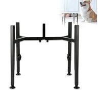 GOEDCH Dog Bowl Stand Height Adjustable: Black Double Bowl Dog Bowl Stand with Adjustable Height and Width, Raised Dog Bowl Stand 7-11 Inch for Medium and Large Dogs, Tall Dog Bowl Stand