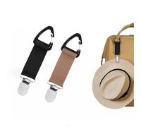 GOEDEKE 2Pcs Hat Clips for Travel on Bag, Hat Bag Clip for Traveling Bags Backpacks Purses Luggage Outdoor Travel Accessory(Black+ Khaki)