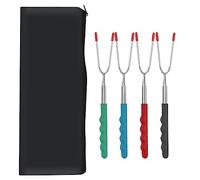 GOEDEKE Barbecue Forks-4 Pack Marshmallow Roasting Sticks Extendable Stainless Steel 27 Inch U Shape Hot Dog Fork Toasting with Handle Grilling Skewers for Fire Pit and BBQ Campfire Party (4 Pack)