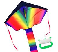 GOEDEKE Rainbow Delta Kite - Rainbow Theme, Plastic Frame, Nylon & Polyester Material, Red, Orange, Yellow, Green, Blue, Purple Colors, Kid's Kite, Easy to Fly with String Line Included