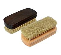 Goeielewe 2-Pack Shining Brushes, Wood Handle with Pig Bristle, Polishing Cleaning Buffing Brush Cleaner for Shoes, Boots, Crafts, Cloths, Furniture, 2 Colors