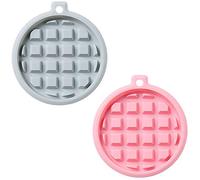 Goeielewe 2-Pack Silicone Waffle Mold, Muffin Pans Molds, Waffle Maker Baking Tray Mold Bakeware for Waffle Cake Chocolate Craft Candy Soap Baking, Blue&Pink (Round: 3.8x3.8x0.4 inch)
