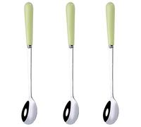Goeielewe 3PCS Mixing Spoons for Coffee, Dessert, Ice Cream, Milkshake, Stainless Steel Iced Teaspoon with Ceramic Handle Tablespoons Espresso Cocktail Stirring Spoons, 6.8-Inch (Green)