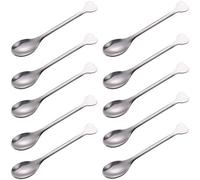 Goeielewe Mini Dessert Spoons Set of 10, Stainless Steel Demitasse Spoons Mini Espresso Coffee Spoons, Small Spoons for Dessert, Tea, Appetizer - Heart-shaped Handle, 4.5-Inch