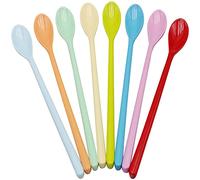 Goeielewe Set of 8 Mixing Spoon Melamine Long Espresso Spoons, Colorful Latte Spoon, Dessert Ice Cream Spoon, Cocktail Stirring Spoons for Coffee Dessert, 8.8-Inch (Mixed Color)