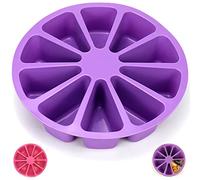 Goeielewe Silicone Baking Molds 10-Cavity Triangle Cake Pan Pizza Slices Mold for Cornbread Brownies Muffins Puddings Chocolates Biscuits Cookies, 10.9x2.3 Inches, Random Color