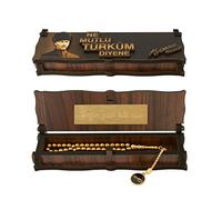 "Gök-Türk Box Casket WITH engraving made of wood handmade & Tesbih prayer beads 'Mustafa Kemal Atatürk' 33 beads, ColorName:with engraving