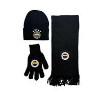 Gök-Türk Fenerbahce FB 3-Piece Beanie Hat, Neck Scarf and Gloves Set with Logo Black, black, Standart