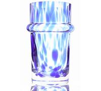 Gökotta Drinking Glasses Handmade Set of 4 | Tumblers Moroccan Shape Pattern Luxury Glassware Speckled Blue | for Water Cups Cocktail Glasses Craft Beer | Large 400ml