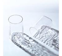 Gökotta Handmade Hammered Crystal Glass Drinking Luxury Highball Water Glasses | Set of 4 | Cocktail Whisky Hi-Ball Glassware | Clear Smoke Grey 360ml (Crystal Clear) (Crystal Clear)