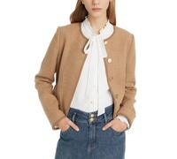 GOELIA Women's Camel Wool Blazer - Business Casual - XXL - Cropped - Washable - Solid - Professional