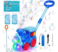 Goenb Automatic Bubble Machine Blower Maker, Bubble Music Train with Light Lawn Mower Outdoor Toys for Kids with 20 Concentrated Bubble Solution for Christmas Party Birthday Gifts (Fashion)