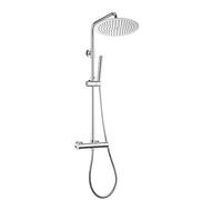 Görbach Rain Shower System with Thermostatic Fitting, Stainless Steel Shower Set with XL Round Shower Head Diameter 25 cm Chrome