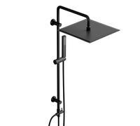 Görbach Rain Shower System without Tap, Stainless Steel Shower Set with Shower Rod, 92 cm, Rectangular, XXL, 30 x 30 cm, Black