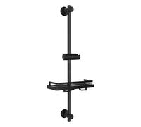 Görbach Shower Column with Ojetti Holder Shelf - Stainless Steel Rod, 70 cm, Rail Set with Adjustable Holder - Black