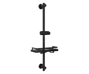 Görbach Shower Column with Ojetti Holder Shelf - Stainless Steel Rod, 70 cm, Rail Set with Adjustable Holder - Black