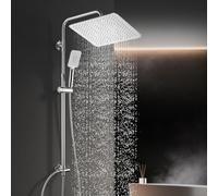 Görbach Shower Column Without Taps Mechanical Shower Column Shower Cabin Bath Shower Head Bathroom with Adjustable Fixings and Square Rain Head 30 x 30 cm