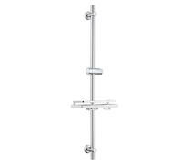 Görbach Shower set, stainless steel, shower rail with adjustable shower head holder, compatible with drill holes, suitable for standard hand showers, shower rail 100 cm and shower shelf, chrome