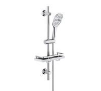 Görbach Slider Rail with Adjustable Holder Bracket Wall Mounted Column 70cm in 304 Stainless Steel Bathroom Set Soap Dish and Hose 150CM(HB 1210CP), (RSK1210CP mit Ablage)