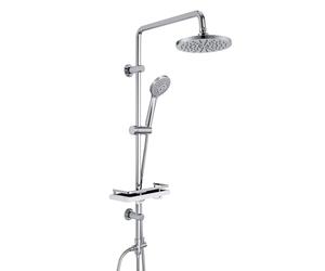 Görbach Stainless Steel Shower Column Without Mixer Holes Wall Column Hydromassage Shower Rod Shower Set Rain Shower with ABS Shower Head and Hand Shower D20 cm