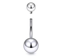 Goerhsjie F136 16/14g Real Titanium Belly Button Rings Navel Jewelry 8/10/12/14mm Long Bars Implant Grade for Healing Internally Threaded for Women Men, 16g*5/16in(8mm), Metal, no gemstone