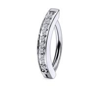 Goerhsjie F136 Titanium 14g 10/12/14mm Hoop Hinged Clicker Belly Button Rings Long Bar Clip Diamond Navel Piercing Jewelry Implant Grade for Healing, Metal, cubic zirconia