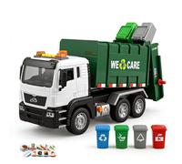 goeringii Toys for 3 4 5 6 7 8+ Years Old Boys, Garbage Truck Toy with Bins, Interactive Trucks with Sound and Light, Toy Waste Lorry, Gift for Boy Girl Kid 3 4 5 6 7 8 Year old, Green