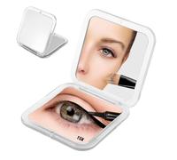 Goerpn 15X Magnifying Small Compact Mirror Foldable Pocket Travel Makeup Mirror Lightweight Portable Handbag Cosmetic Mirror for Women Girls Purse Gifts (White)