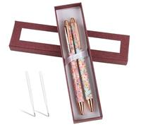 Goerpn 2-Pack Floral Elegance Ballpoint Pens Ergonomic Metal Daisy Design with 2 Premium Ink Refills Luxury Gift Box for Women Students Teachers (Purple and Blue Flowers)