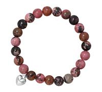 Goerpn Anxiety Bracelet for Women,Natural Stone Healing Bracelets,Gemstone Zebra Bead with Heart Shaped Pendant Elastic Crystal Beads for Womens Teen Girls Gifts (Black Red)
