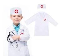 Goerpn Doctor Costume for Kids,Lab Coat Children's Doctors Costume Accessories Doctor Role Play Outfit with Doctor Hat Set for Girls Boys Kids Gifts Birthday Gifts Party Supplies for 1-1.2m(White)