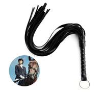 Goerpn Horse Whip Crop with Faux Leather,Riding Crop Paddle Tassel Whips with Anti-Slip Grip Gel Handle for Equestrian Outdoor Training Racing Show Practice Floggers for Cosplay Costume(30cm, black)
