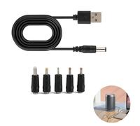Goerpn USB to DC Power Cable with 5 Interchangeable Connectors,Universal 5V Charger Cord for Various Devices,Compatible with Acer,Laptops,Router,1M Length,DC 5.5 x 2.1mm Plug Adapter