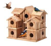 GOERPTY Big Bird Houses for Outside with 10 Rooms - Natural Appeal Designed for Bluebirds/Finches/Hummingbirds/Cardinals for Patio/Garden Decorations