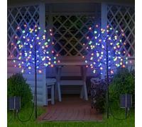 GOESWELL 1.5M 104LED Solar Lights Outdoor, Colour Cherry Blossoms Christmas Solar Garden Light Trees with Adjustable Branches for Pathway,Yard,Lawn,Backyard,Holiday Party Decoration - 1 Pack
