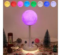 GOESWELL 12CM 3D Print Moon Table Lamp with Touch Control 8 Color RGB, Mood/Night Light on Base Perfect Decor Lights for Children's Room,Bedroom or Gift for Valentines, Christmas, Birthday, Wedding
