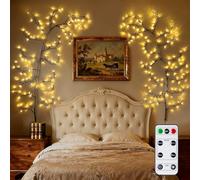 GOESWELL LED Tree Branch Light with Remote Control -7.5Ft 144 LEDs Dimmable Enchanted Willow Vine Lights for Wall Decor, Christmas, Halloween, Meditation Room
