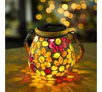 GOESWELL Mosaic Solar Lanterns Lights Outdoor Waterproof Hanging Solar Lights Solar Tabletop Decorative Table Lamps for Garden Backyard Porch Patio Lawn Party Decor , Grass (Flower)