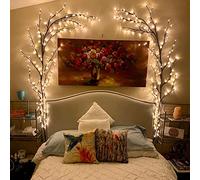 GOESWELL Wall Decor Twig Lights: 7.5FT 144 LED Willow Branches Tree Light Flexible DIY - Twig Lights Mains Powered Willow Vines for Bedroom Living Room Christmas Home Decor (No Remote)