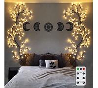 GOESWELL Wall Decor Twig Lights: 7.5TF 144 LED Willow Branches Tree Light with Remote Control - Twig Lights Mains Powered Willow Vines for Bedroom Living Room Christmas Home Decor
