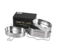 Goetland 3 Pieces German Style M31 Military Mess Kit Mess Tin 304 Stainless Steel Backpacking Cookware Set Camping Pot Pan Set