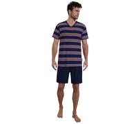 Götzburg Men's Pajamas, Short - Shorty, V-Neck, Striped, Cotton...