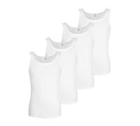 Götzburg Pack of 4 Men's Classic Tank Top White - Combed Fine Rib - 100% Natural Cotton