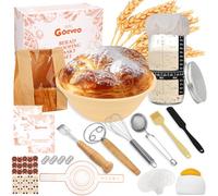 Goeveo Sourdough Starter Kit, 16Pcs Bread Proofing Basket 650ml Sourdough Starter Jar Feeding Time Tracker Basket Baking Accessories Bread Making Gifts for Bakers