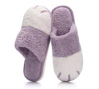 GOEWY Cute Animal Slippers for Women Men Cozy Cat Paw Memory Foam Non-Slip House Slippers for Ladies Indoor Outdoor Bedroom Shoes Gifts for Mom Lover Women Girlfriend Size 38 39 Purple