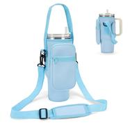 GOEWY Water Bottle Carrier Bag for Stanley 40/30 oz Tumbler with Phone Pocket Water Bottle Holder with Strap Neoprene Water Bottle Pouch for Stanley Cup Accessories, Blue, 30oz, Water Bottle Carrier