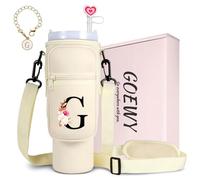 GOEWY Water Bottle Carrying Case for Stanley Tumbler with Handle, Neoprene Water Bottle Holder, Pouch, Stanley Cup Accessories, Gift Set with 1 Straw Cover and 1 Letter Pendant G