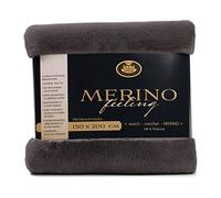 Gözze - Cosy Blanket, Merino Feel, Reversible, Heavy Weight 600 g/m², 150 x 200 cm - Anthracite